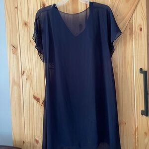 Dark blue, with shear cover. Worn once, large